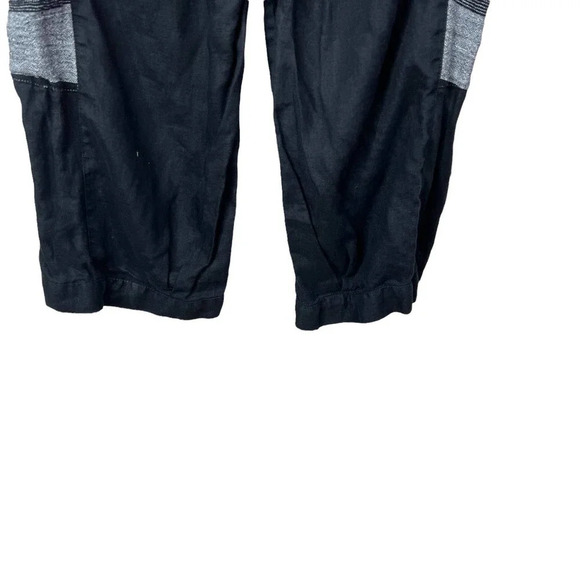 Tara Vao Linen Side Pocket Lagenlook Pants in Black Gray Stripe Size Medium - Picture 6 of 11